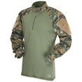 thumbnail image 1 of 1/4 ZIP COMBAT SHIRT, LONG SLEEVE, WOODLAND DIGITAL, MENS, POLY COTTON, 2XLL, 1 of 1