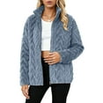 thumbnail image 4 of larppty Winter Fleece Jacket for Women 2025 Zipper Stand Collar Casual Coats with Pockets (Blue, M), 4 of 9