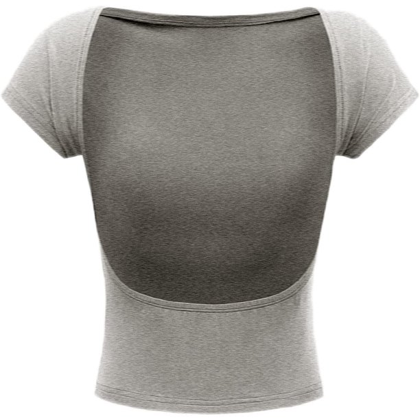 playera corta de manga casquillo sin espalda para mujer, cuello barco, corte ajustado Gris claro CH Gris claro CH Xishao ropa