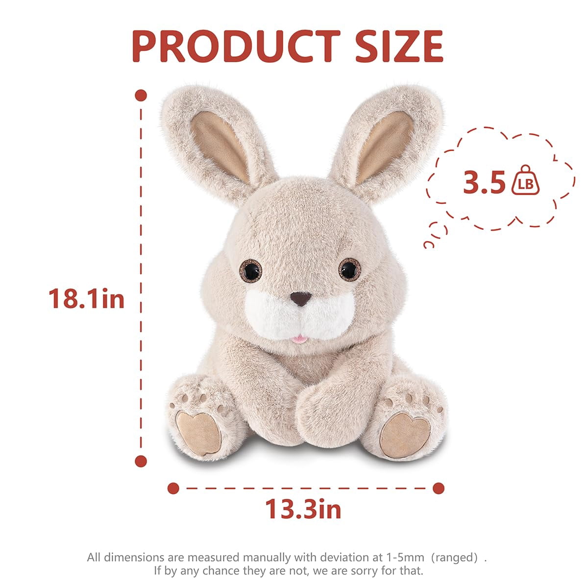 Niuniu Daddy 14"Bunny Weighted Stuffed Animals Sitting Plush Toy Anxiety Relief Sensory Toy for Kids Adults Birthday Easter Christmas Gift