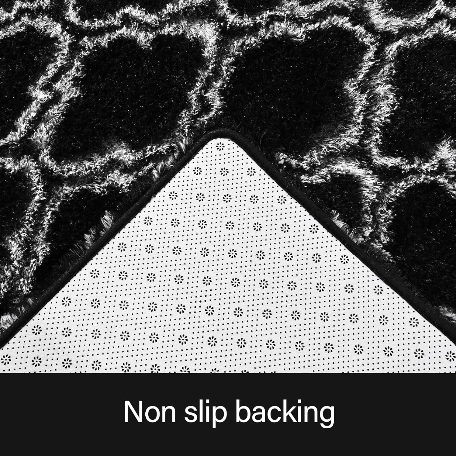 Lochas Shag Area Rug Geometric Plush Fluffy Rugs Soft Moroccan Carpet for Bedroom Living Room Floor Mat Home Decor,4x6ft,Black/White