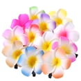 thumbnail image 1 of FRCOLOR 24 pinzas para el pelo con flor de plumeria hawaiana de 2,4 pulgadas, accesorio para la decoración del cabello para fiestas en la playa, bodas y eventos (12 colores), 1 of 5