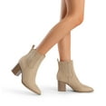 thumbnail image 6 of BURUDANI Women Pointed-Toe Chunky Block-Heel Ankle Booties Fall Short Boots, 6 of 7