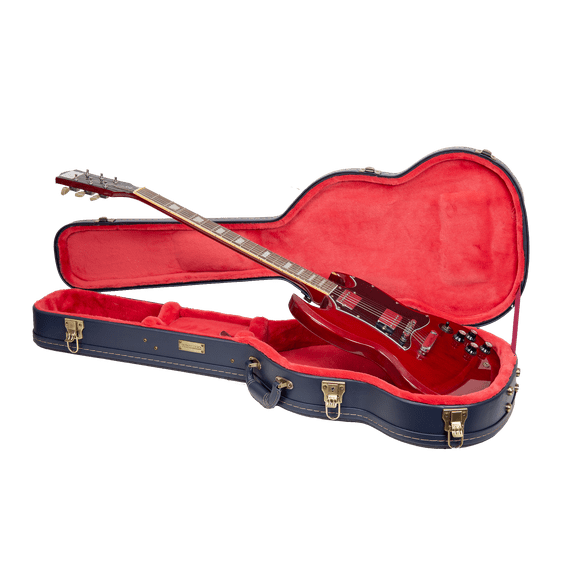 Crossrock Relief Series - Premium Wooden Case for SG Electric Guitars, featuring a Highly Textured Surface and Mink Imitation Fleece Interior - Ocean Blue