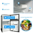 thumbnail image 6 of Mini Refrigerator with Freezer, 2-Door 3.2 Cu.ft. Black Small Fridge with Adjustable Removable Glass Shelves, Thermostat Control, Bottle Opener, Retro Fridge for Apartment/Office/Dorm，Black, 6 of 7