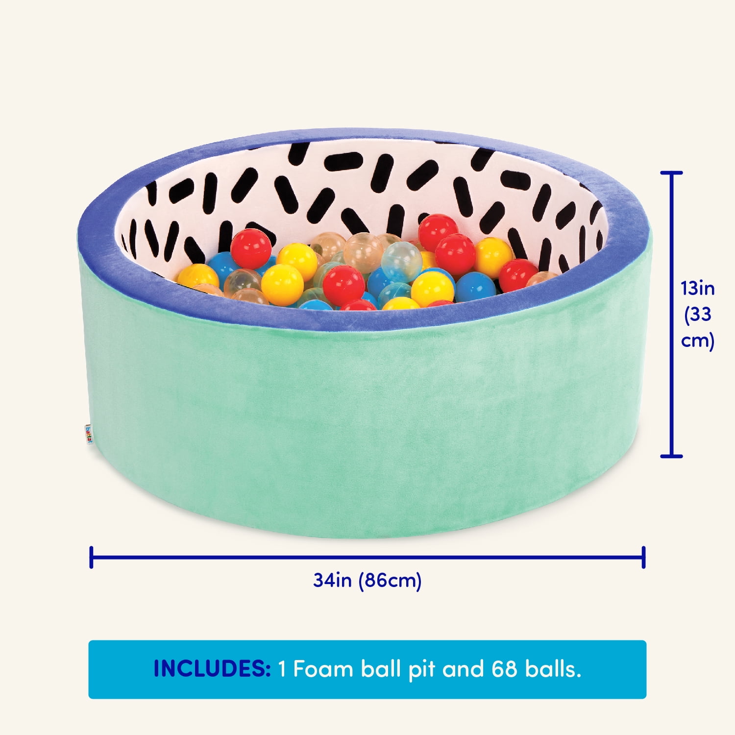 Battat Hop in Foam Ball Pit with with 65+ Balls and Washable Cover, Toddler and Preschool  Indoor Toy