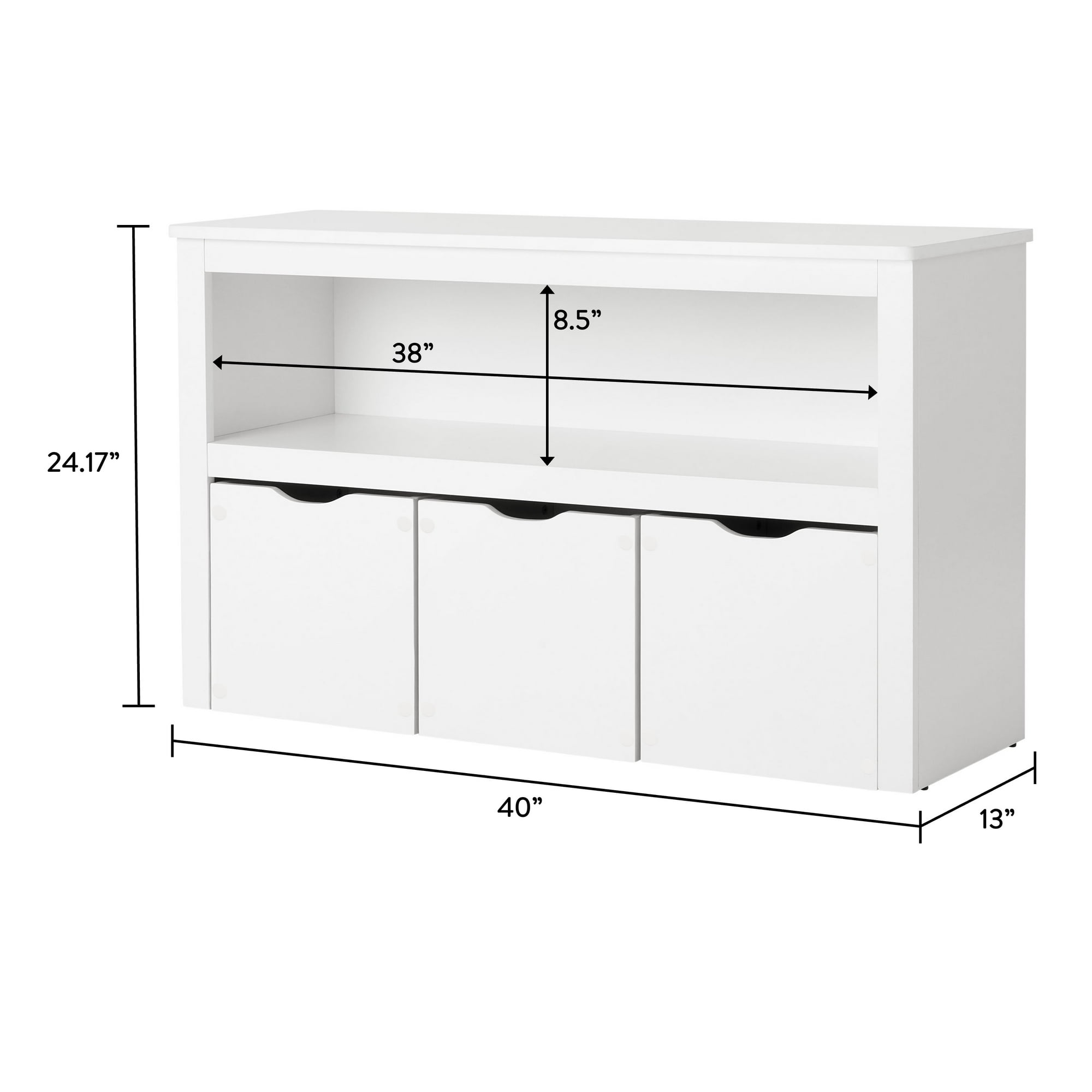 Mainstays Kids Toy Storage Cabinet with Rolling Bins, White photo 6