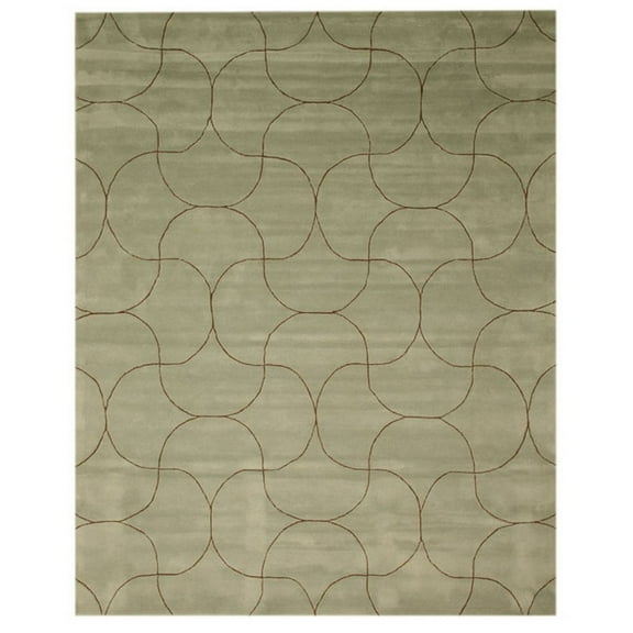 EORC Green Hand-Tufted Wool Transitional Sol Rug, 5' x 8'