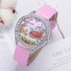 thumbnail image 2 of Regalo de reloj de cuarzo con correa de PU con pantalla analógica informal con patrón navideño lindo unisex (rosa), 2 of 2