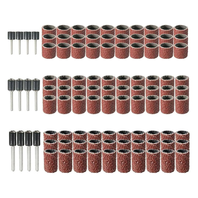 Almencla 102PCS/ 132PCS Sanding Bands Sanding Band Drum Grit Sandpaper + Mandrel For Sand 102pcs 3 sizes