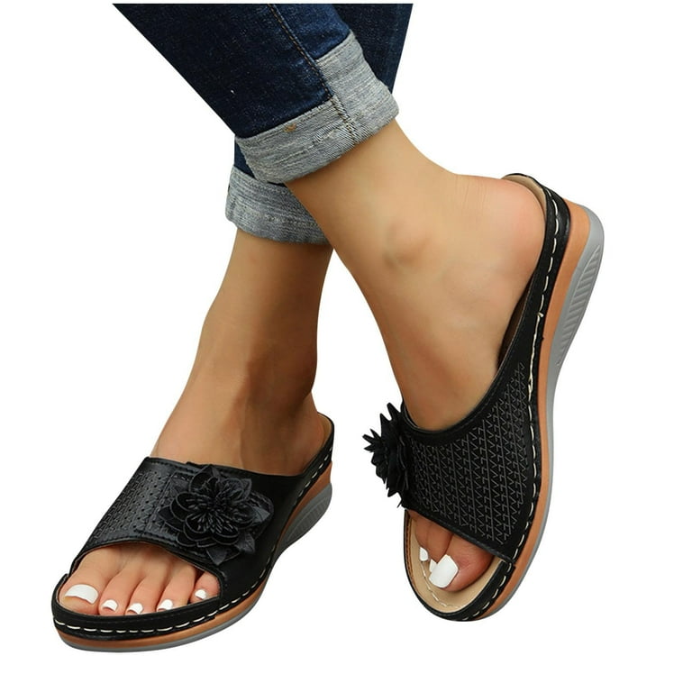 Summer Savings! Zpanxa Slippers for Women Summer Casual Comfortable  Slippers Platform Flip Flops Slippers Flip Flops for Women Brown 40