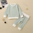 thumbnail image 2 of AherBiu Baby Boy Outfits Fall Long Sleeve Crewneck Tshirts with Pants Striped Casual Toddler Sets, 2 of 7