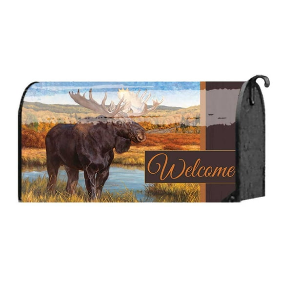 Standing Moose on The Hills Portrait 22 x 18 Standard Size Mailbox Cover