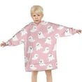 thumbnail image 3 of Pink Halloween Ghosts Blanket Hoodies for Kids 6-13YR Oversize Wearable Blanket Hoodies for Boys Girls Teens, 3 of 7