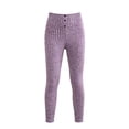 thumbnail image 4 of TEAJOPSUU Womens High Waist Ribbed Leggings Button Front Slim Fit Stretchy Yoga Pants Fall Winter Warm Knitted Tummy Control Leggings Purple, 4 of 5