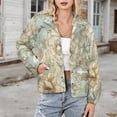 thumbnail image 3 of Jackets for Women Winter Coat Jackets Flannel Stand Collar Jacket(Floral Hummingbird Elegant Design Pattern,Size:S-4XL), 3 of 7