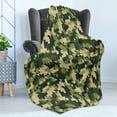 thumbnail image 4 of Camo Soft Flannel Fleece Throw Blanket, Abstract Camouflage in Forest Colors Jungle Environment Chevron, Cozy Plush for Indoor and Outdoor Use, 50" x 70", Pale Green Dark Green, by Ambesonne, 4 of 5