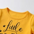 thumbnail image 2 of Toddler Baby Girl Clothes Letter Long Sleeve Ruffle Tops Floral Bell-Bottoms Pants Outfits Set Yellow 12-18 Months, 2 of 6