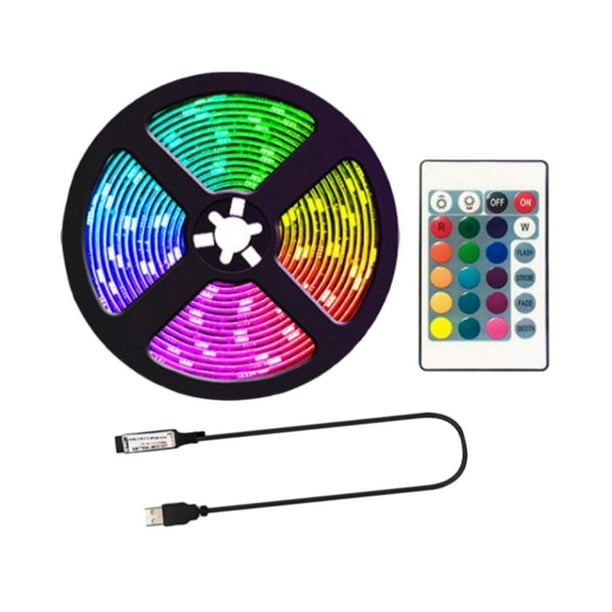 Tira de luces LED Zulema USB 5050 con Control remoto 24 teclas
