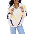 thumbnail image 4 of Women's Terez White Los Angeles Lakers Retro Chevron Ripstop Quarter-Zip Windbreaker Jacket, 4 of 6