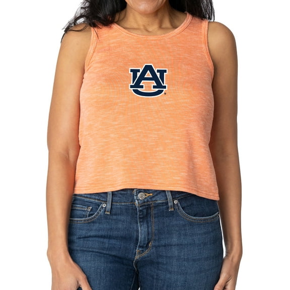 Women's Orange Auburn Tigers Brie Sandwash Tri-Blend Cropped Tank Top