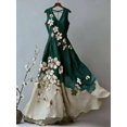 thumbnail image 3 of Green Floral Sleeveless V-Neck Maxi Dress, 3 of 5