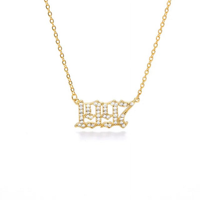 Collar con colgante de letra de cristal para mujer, Gargantilla de circón, cadena de año de nacimiento, inicial, regalo de joyería, 1996, 1997