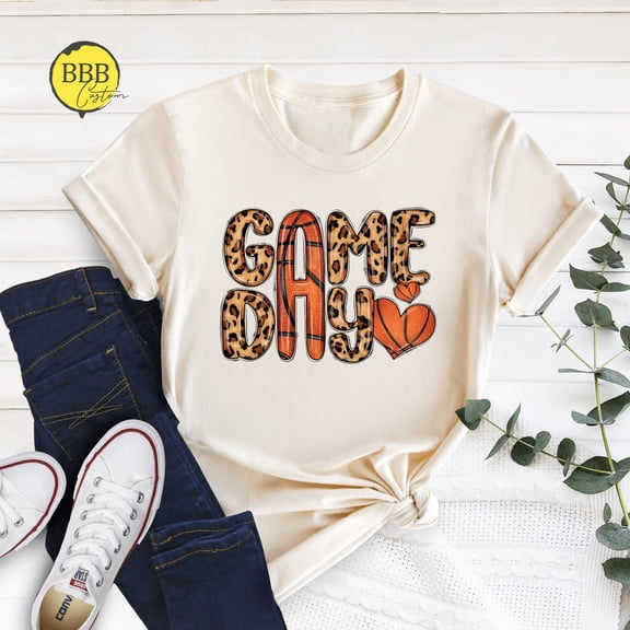 Game Day Leopard Basketball Tee: Cheer Mom Shirt TSHIRT All Size S-5XL