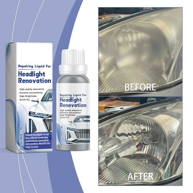 Pisheng - Líquido Restaurador de Faros de Coche (30 Ml) para Reparar Faros de Coche Amarillentos, Oxidados, Opacos y Rayados.