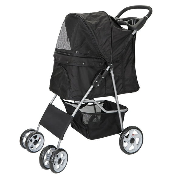 Pet Stroller Dog Cat Stroller for Small Medium Dog Cats Foldable Carrier Jogger Travel Puppy with Storage Basket and Cup Holder 4-Wheel Pet Stroller