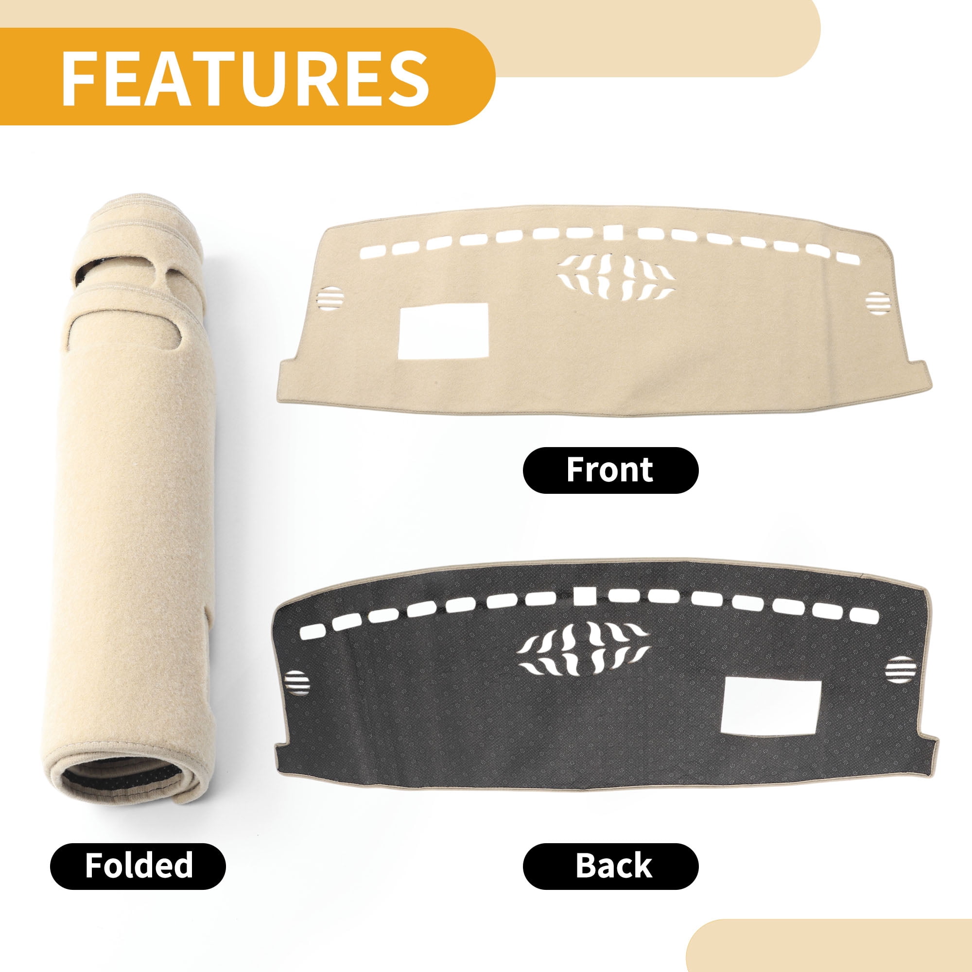 Unique Bargains Dashboard Cover Anti-Slip Dash Cover Mat Carpet for Ford ESCAPE 2020-2025 Hud Polyester Beige
