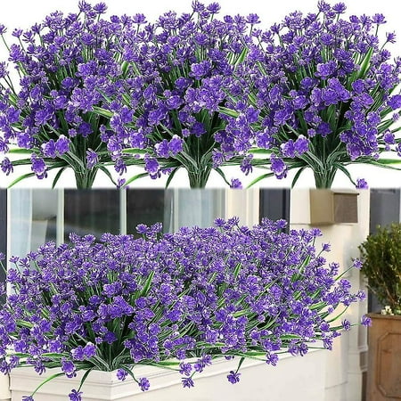 SHTUUYINGG 8 Bundles Outdoor Artificial Fake Flowers Shrubs Uv ...