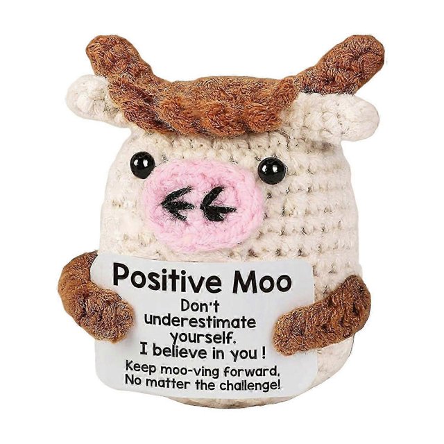 Positive Crochet Mini Cow Doll Handmade Knitting Stress Relief Otter Ornament Fun Emotional Support