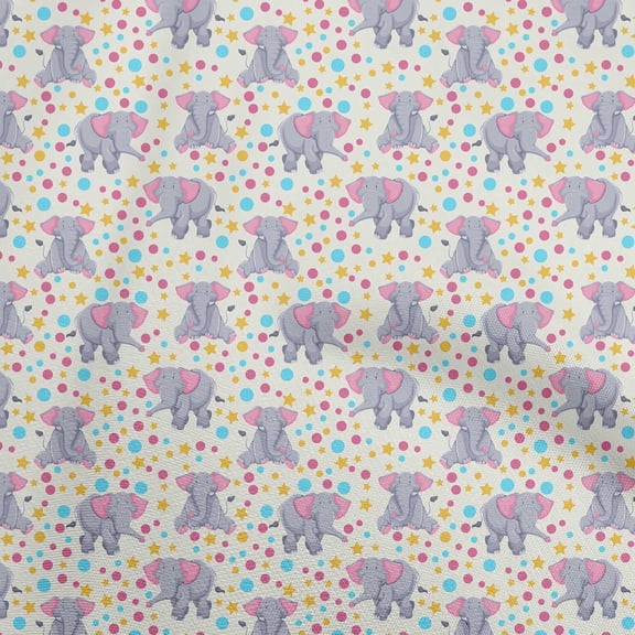 oneOone Cotton Cambric Beige Fabric Circus Craft Projects Decor Fabric Printed By The Yard 56 Inch Wide