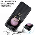 thumbnail image 7 of Allytechgroup Galaxy Flip 7 Case with Ring Holder Stand, Premium PU Leather Stylish Shockproof Anti-Scratch Portable Phone Case Cover for Samsung Galaxy Z Flip7, Carbon Fiber, 7 of 7