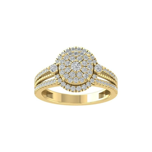 ARAIYA FINE JEWELRY 10K Yellow Gold Lab-Grown Diamond Engagement Ring (3/4 cttw Round-shape Lab-Grown Diamonds (D-F Color, VS Clarity) Size 7.5