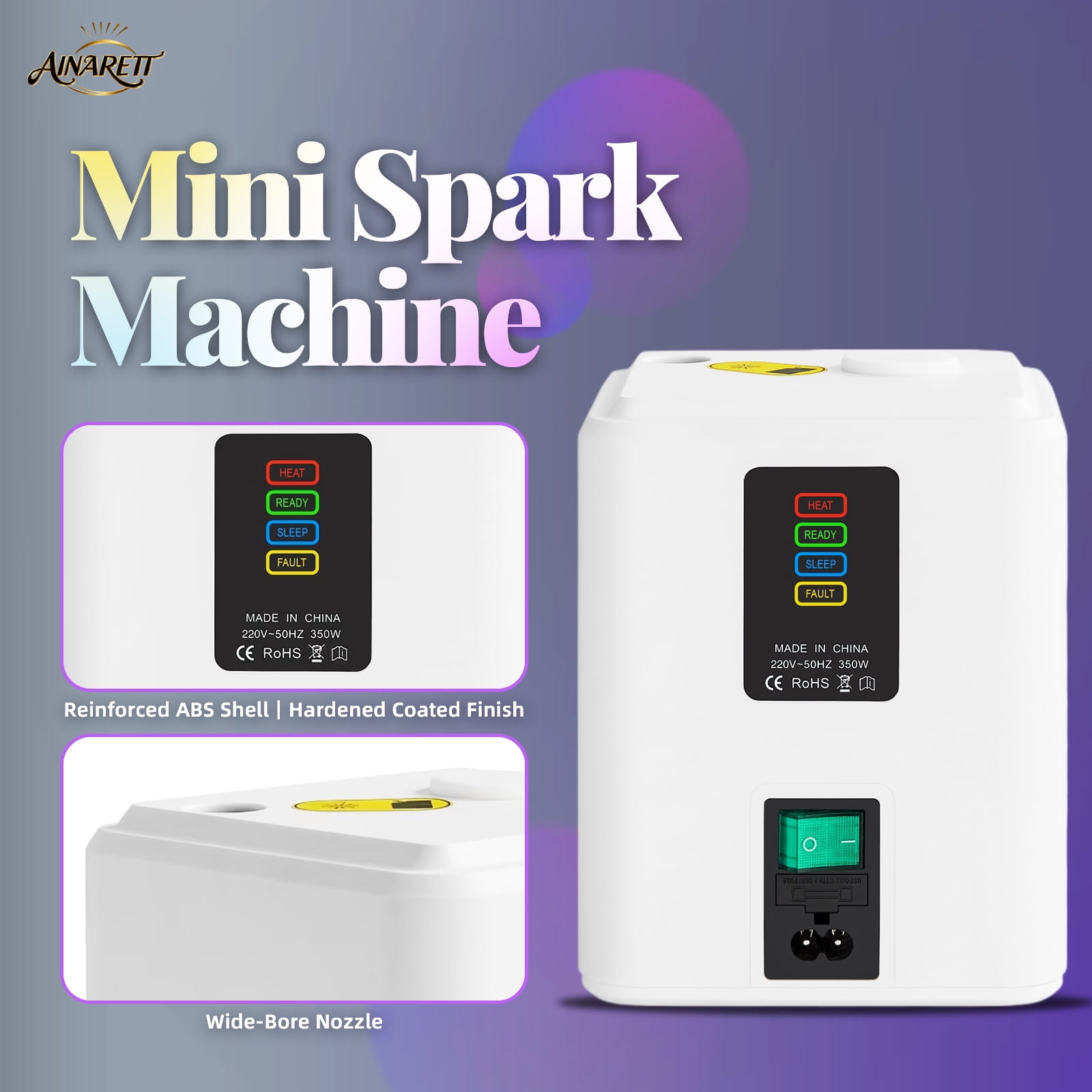 2 PCS, 350W Mini Cold Spark Machine, 2-3.5mFountain Effect Portable Device with Auto Safety Cutoff - for Stage Wedding Party Events (Include 10pcs Consumables)