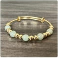 thumbnail image 6 of 18K Gold Plated Jewelry Faux Jade Bead Stone Bracelet Adjustable Cuff Bracelet, 6 of 7