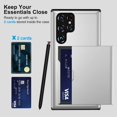 thumbnail image 2 of Compatible with Samsung Galaxy S23 Ultra Case Wallet with Card Holders Slide Slot Shockproof Slim Hard PC Case Heavy Duty Protective Cover for Samsung Galaxy S23 Ultra for Women & Men (Silver), 2 of 12