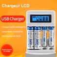 thumbnail image 2 of Muelle de carga Cargador de batería de 4 ranuras con pantalla LCD para batería recargable AA AAA Ni-MH Cargador de batería recargable inteligente USB 2A carga rápida, 2 of 8