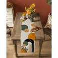 thumbnail image 5 of Boho Middle Century Table Runner 72 Inches, Abstract Orange Geometric Leaves Bed Runner Dresser Scarves Tabletop for Indoor Outdoor Parties/Ceremony/Banquet, 16" x 72", 5 of 8