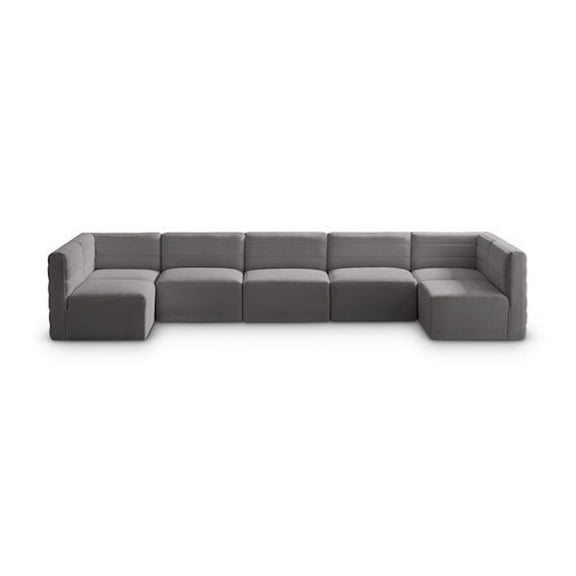 Meridian Furniture Quincy Grey Velvet Modular Sectional