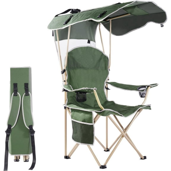 VTOY Folding Chair with Canopy Portable Chair with Shade for Outside Beach Chairs for Adults Chair with Shade Canopy Camping Chairs for Outdoors(Olive Green)