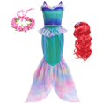 thumbnail image 1 of Disney-disfraz de la Sirenita Ariel para niñas, vestido de cola larga con volantes, Cosplay, ropa de fiesta de cumpleaños Fivean unisex, 1 of 2