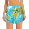 thumbnail image 2 of Susaid World Map With Animals Landmarks Print Women's High Waisted Running Shorts Quick Dry Athletic Gym Track Workout Shorts Zip Pocket-XX-Large, 2 of 7