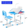 thumbnail image 2 of COSVALVE Kids Study Desk and Chair Set Height Adjustable Children Furniture with Tiltable Desktop,Lamp,Pull-Out Drawer,Bookstand for Boys Girls(Blue), 2 of 18