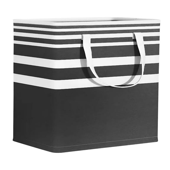 kchsji Striped Fabric Storage Bag, Foldable Dirty Clothes Hamper Basket for Laundry, Large Capacity Cotton Canvas Organizer Bin for Blanket Quilt Moving, Collapsible Bin