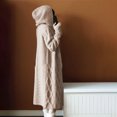 thumbnail image 7 of Tawop Woman's Cardigans Autumn Solid Colour Long Sleeve Sweater Long Length Loose Hooded Cardigan Twisted Chunky Sweater Khaki Free Size, 7 of 7