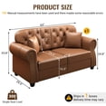 thumbnail image 2 of AENKYO 63" Faux Leather Loveseat, Mid-Century Chesterfield 2-Seater Sofa with Tufted Back & Nailhead Trim, Brown, 2 of 8