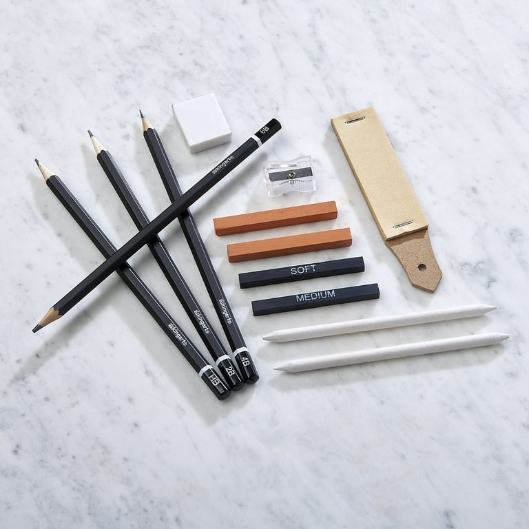 King art 13 Piece Sketching Drawing Kit with Pencils Charcoal